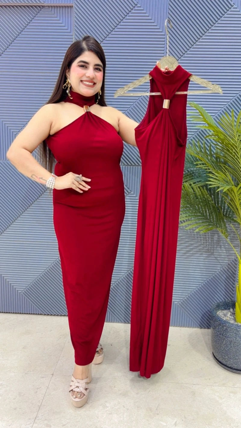 PREMIUM HALTER NECK DRESS GGR3422