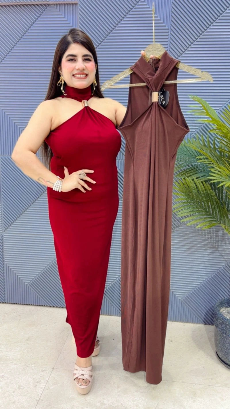 PREMIUM HALTER NECK DRESS GGR3422