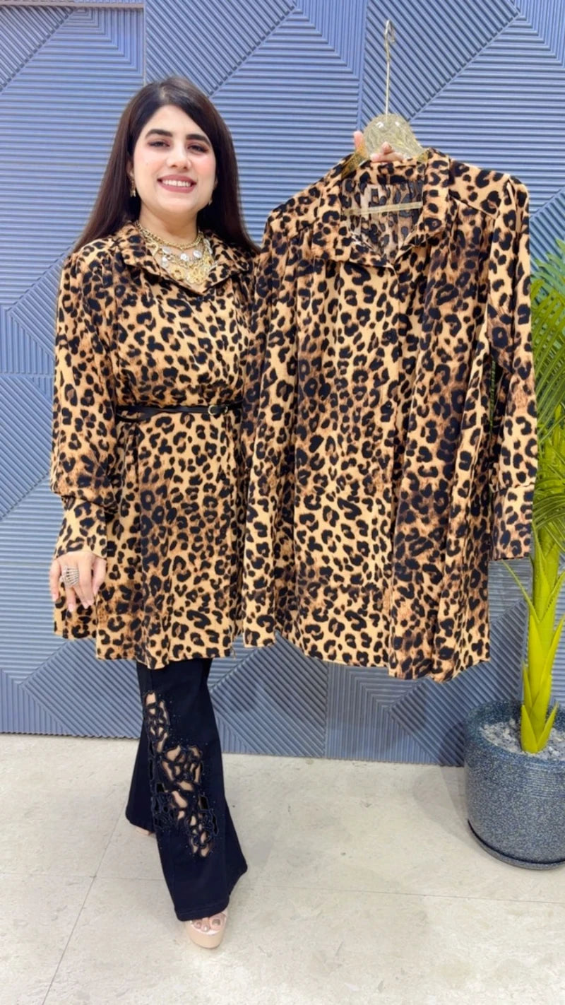 PREMIUM LEOPERD TOP WITH BELT GGR3448