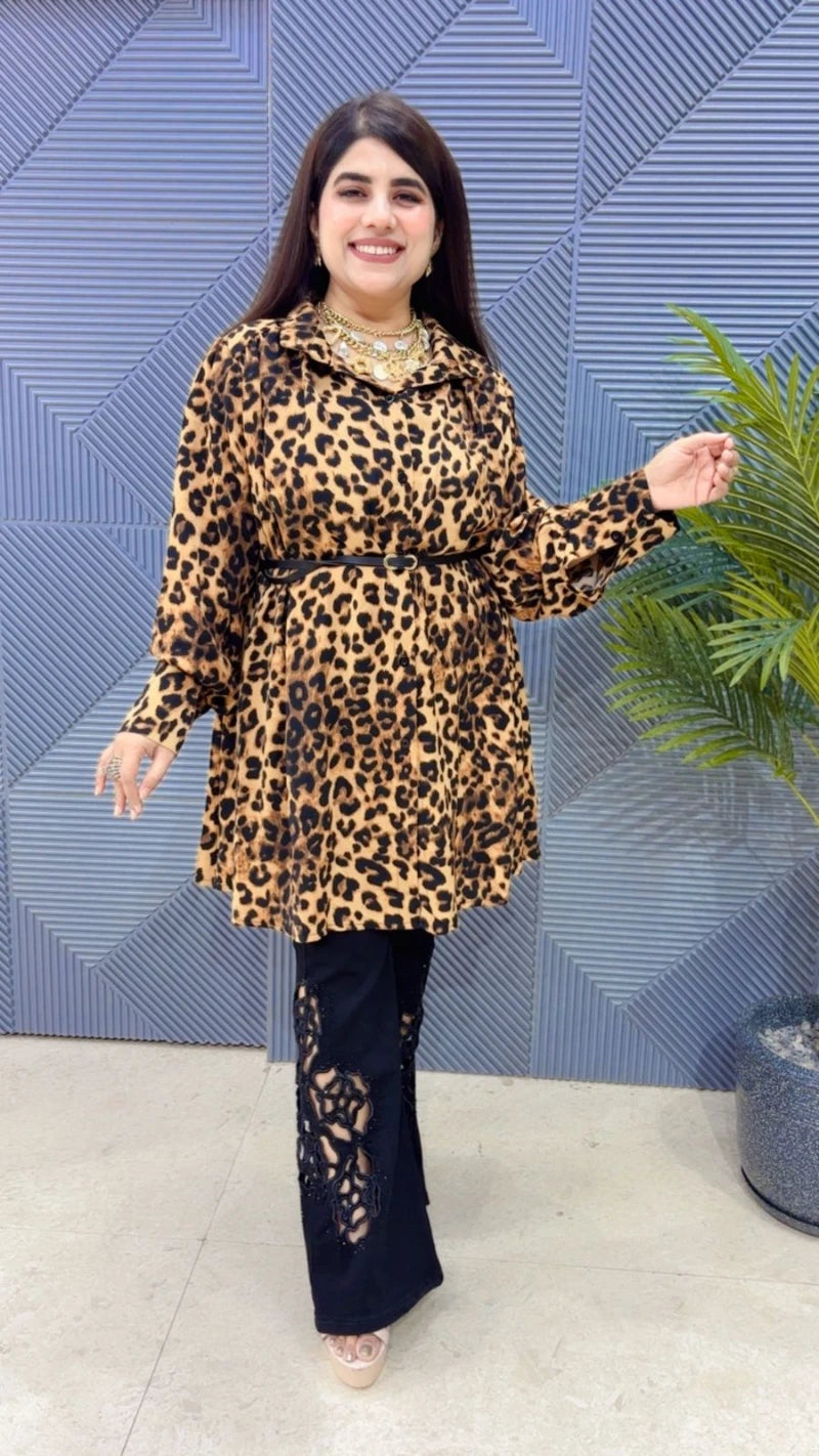 PREMIUM LEOPERD TOP WITH BELT GGR3448