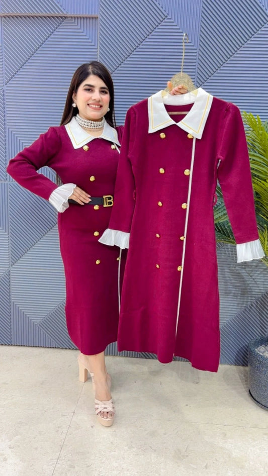 PREMIUM WINTERWEAR DRESS WITH BELT GGR3524