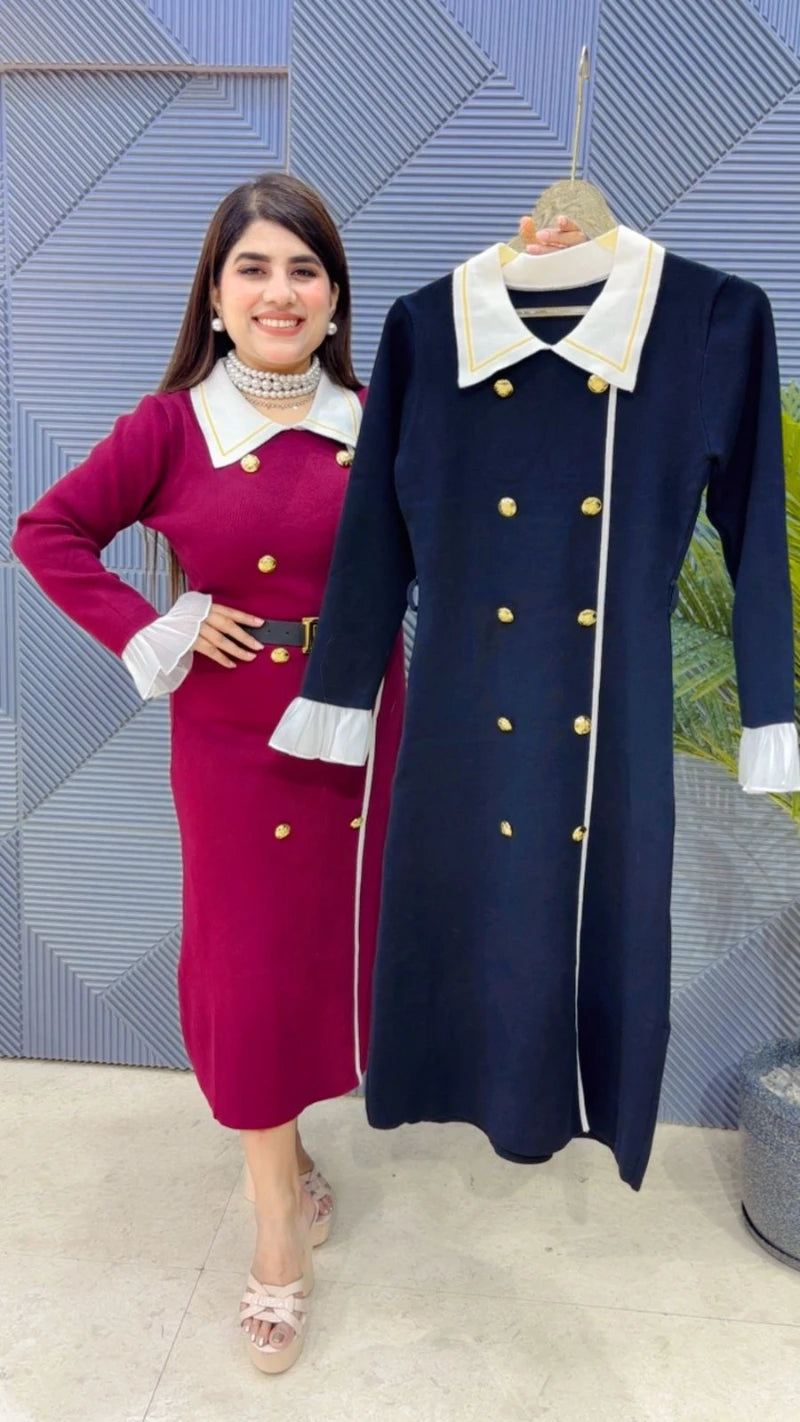 PREMIUM WINTERWEAR DRESS WITH BELT GGR3524
