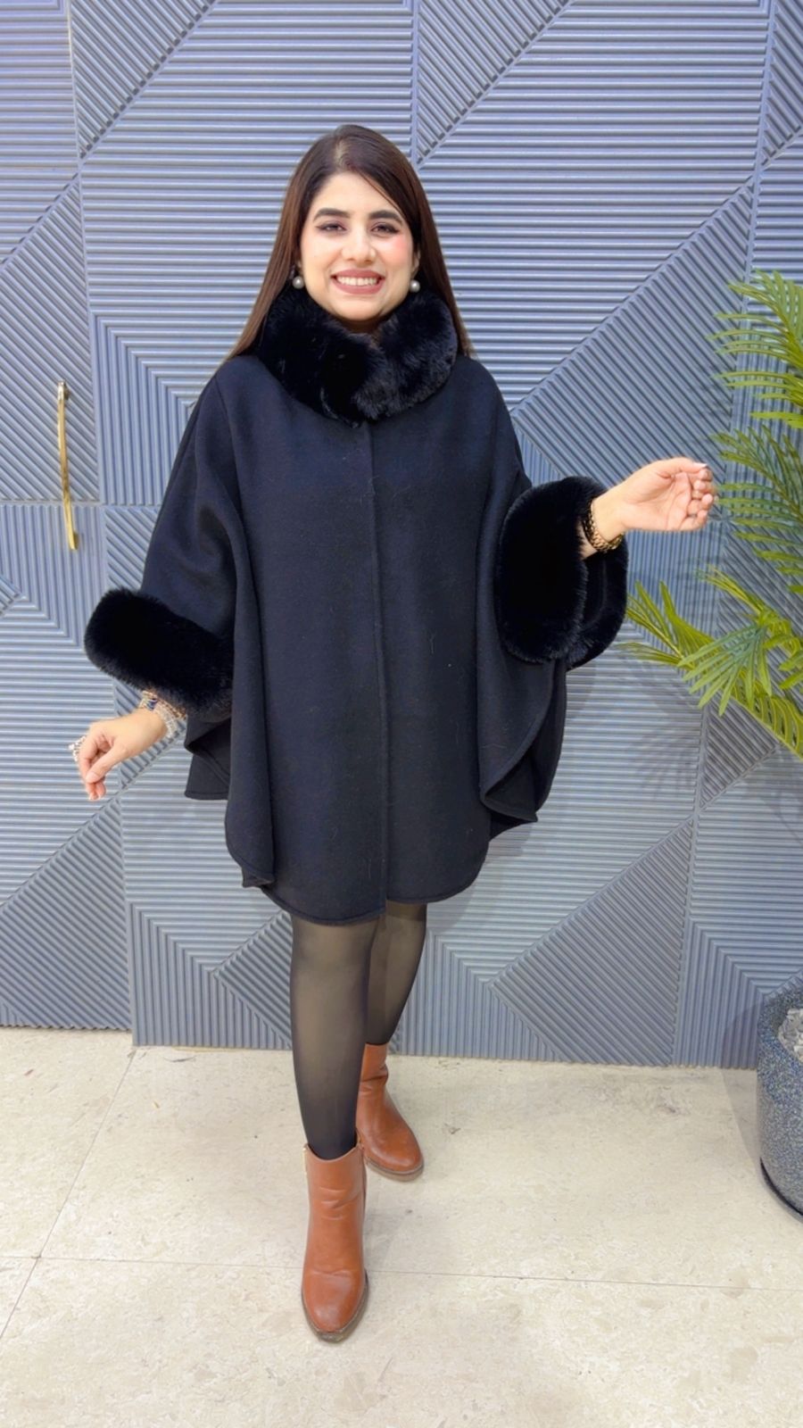 PREMIUM WINTERWEAR FURR CAPE WITH BELT GGR3691