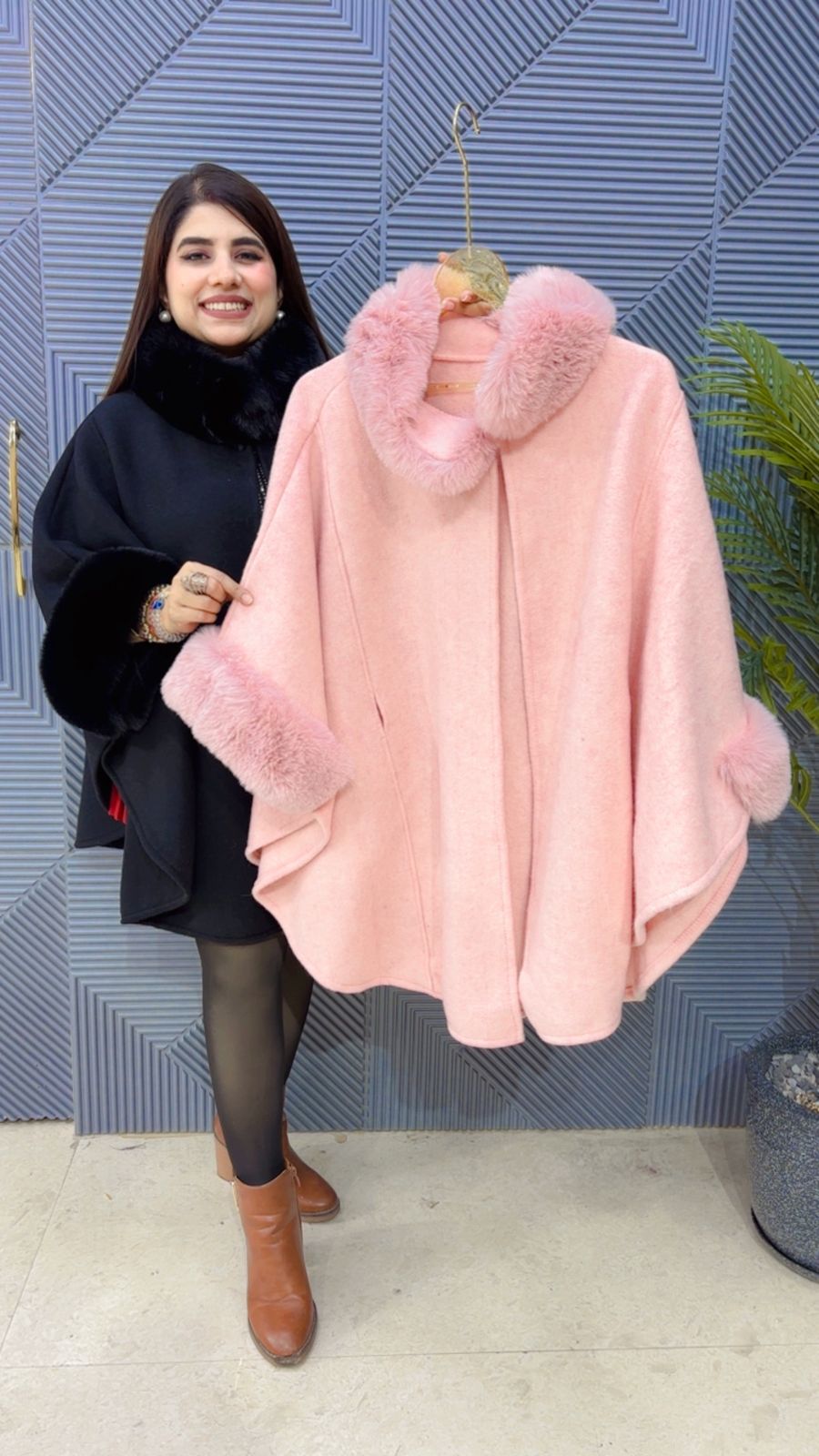 PREMIUM WINTERWEAR FURR CAPE WITH BELT GGR3691