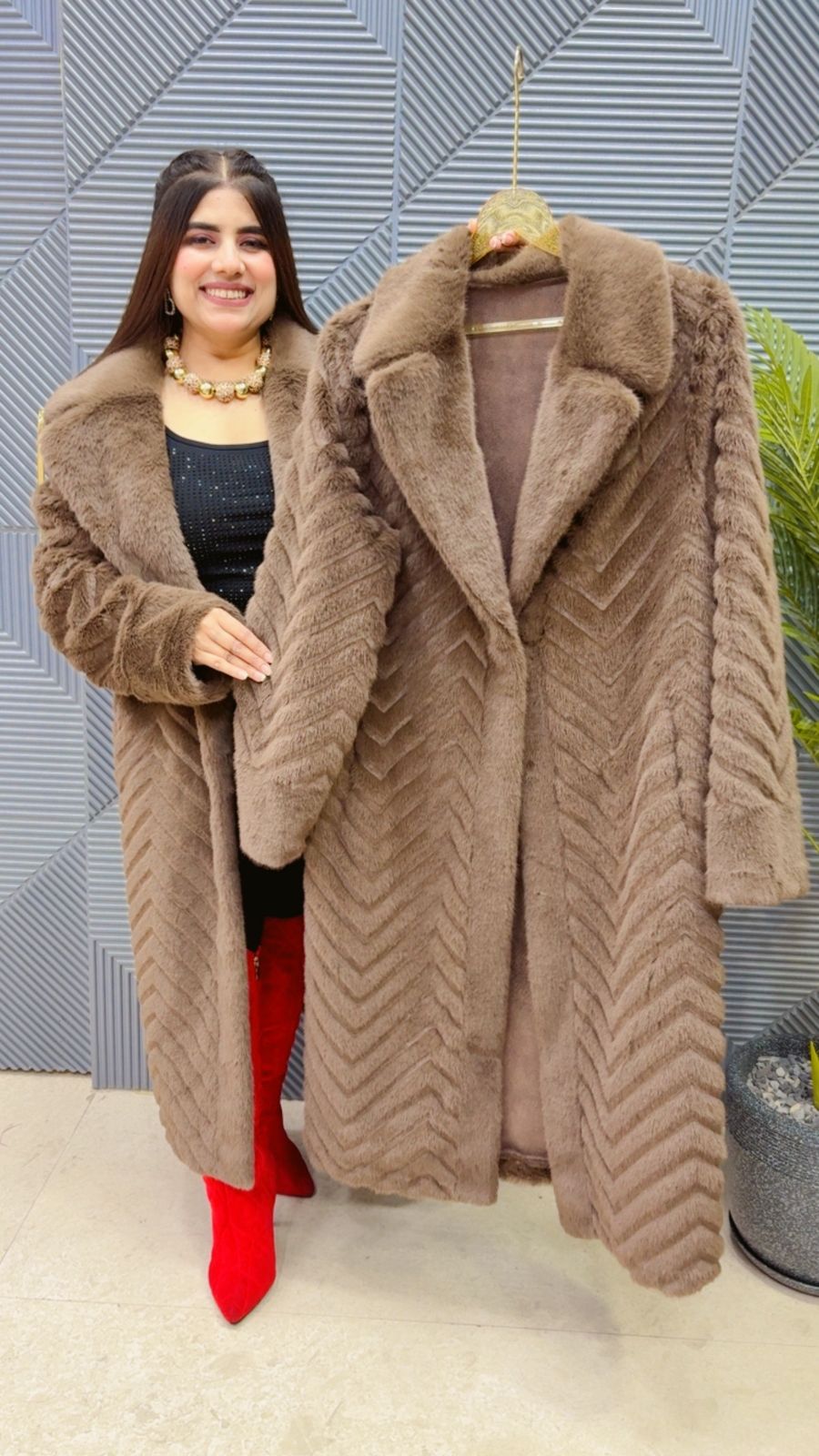 PREMIUM LONG FURR COAT GGR3798