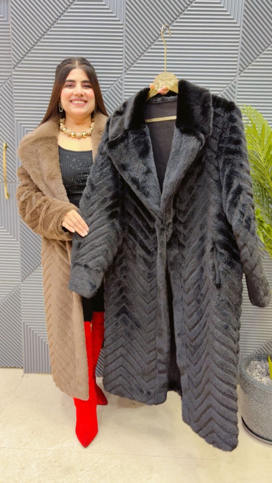 PREMIUM LONG FURR COAT GGR3798