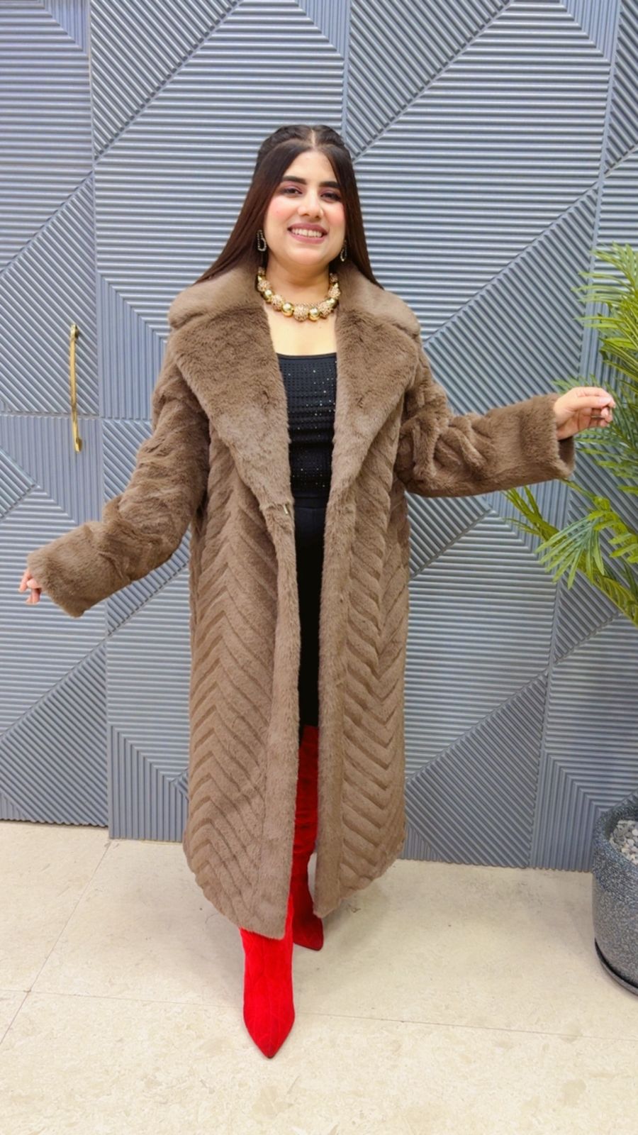 PREMIUM LONG FURR COAT GGR3798