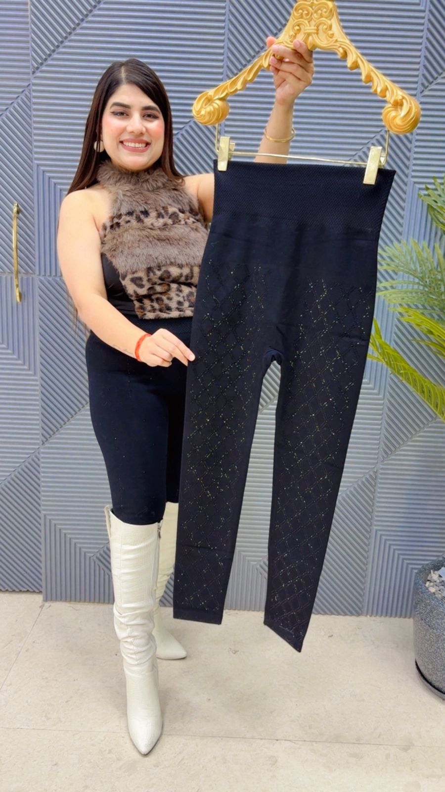 BEAUTIFUL FLEECE SWAROVSKI LEGGING GGR3868