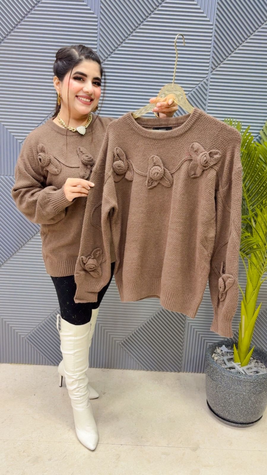 BEAUTIFUL ROSE WOOLEN TOP GGR3891