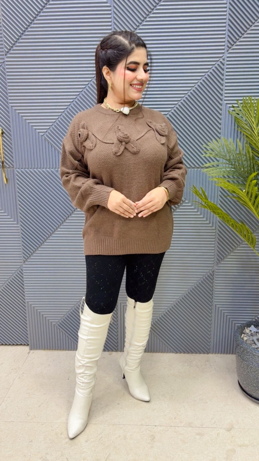 BEAUTIFUL ROSE WOOLEN TOP GGR3891