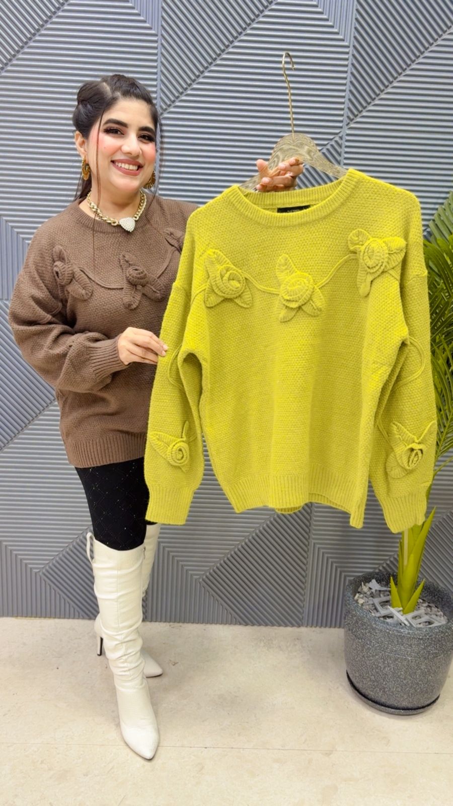 BEAUTIFUL ROSE WOOLEN TOP GGR3891