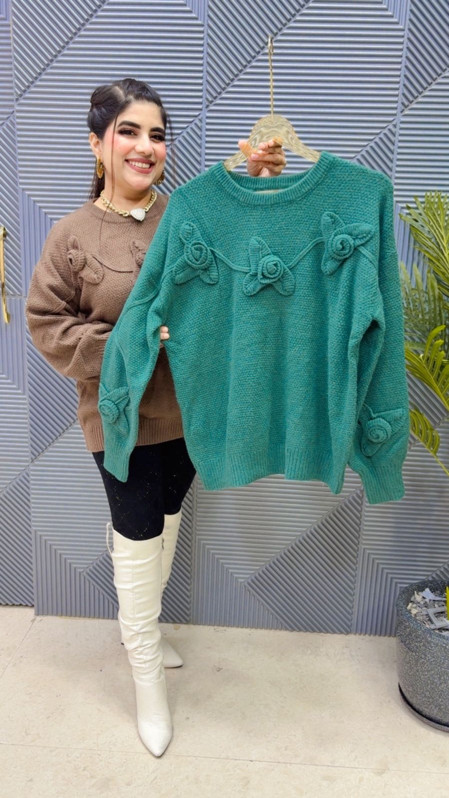 BEAUTIFUL ROSE WOOLEN TOP GGR3891