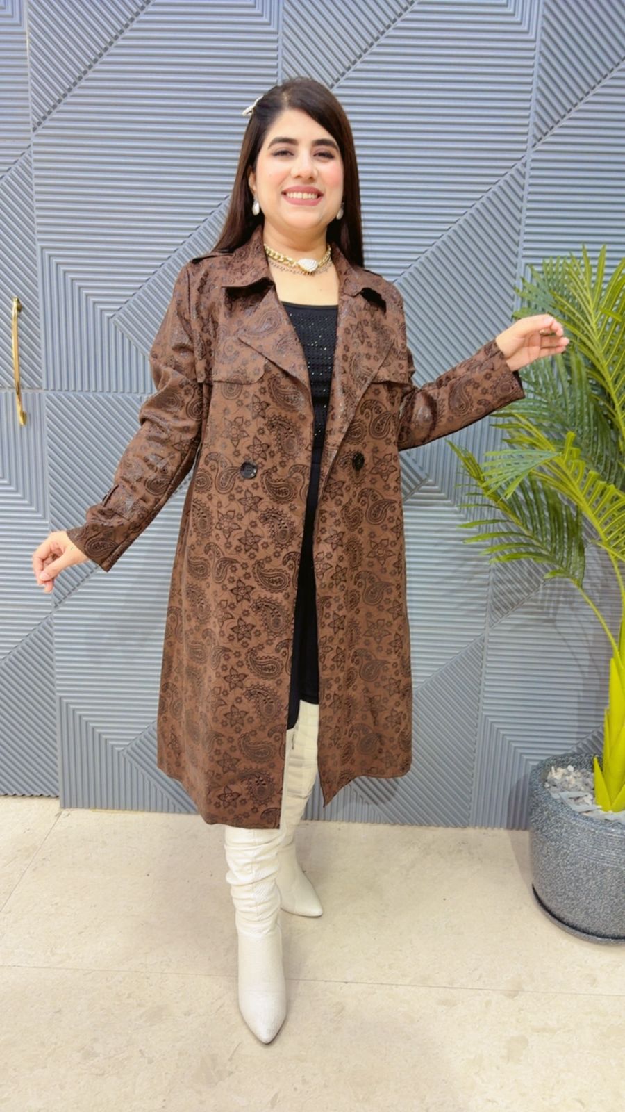 PREMIUM WINTERWEAR SUEDE BLAZER DRESS GGR3945