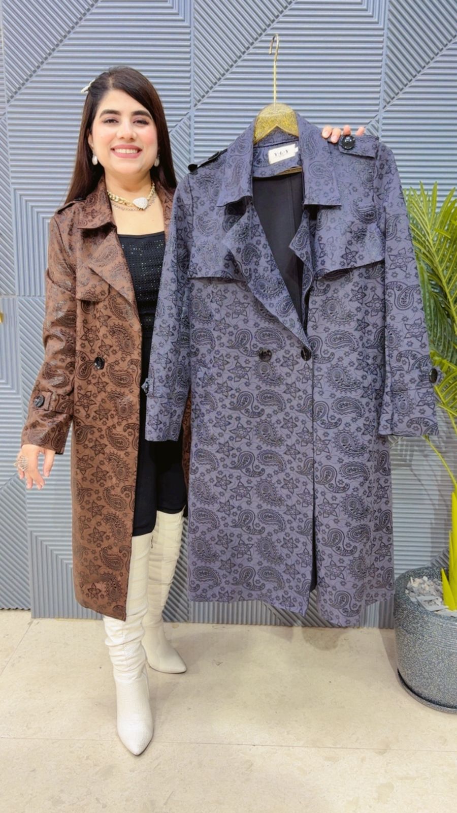 PREMIUM WINTERWEAR SUEDE BLAZER DRESS GGR3945