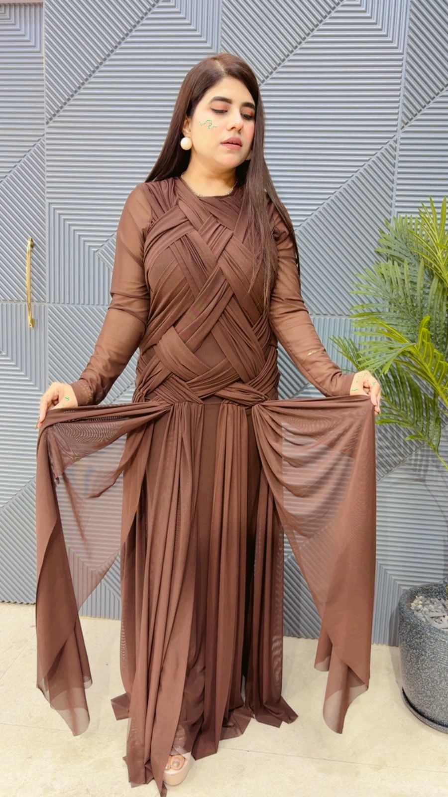 BEAUTIFUL POWER NET DRESS GGR4050