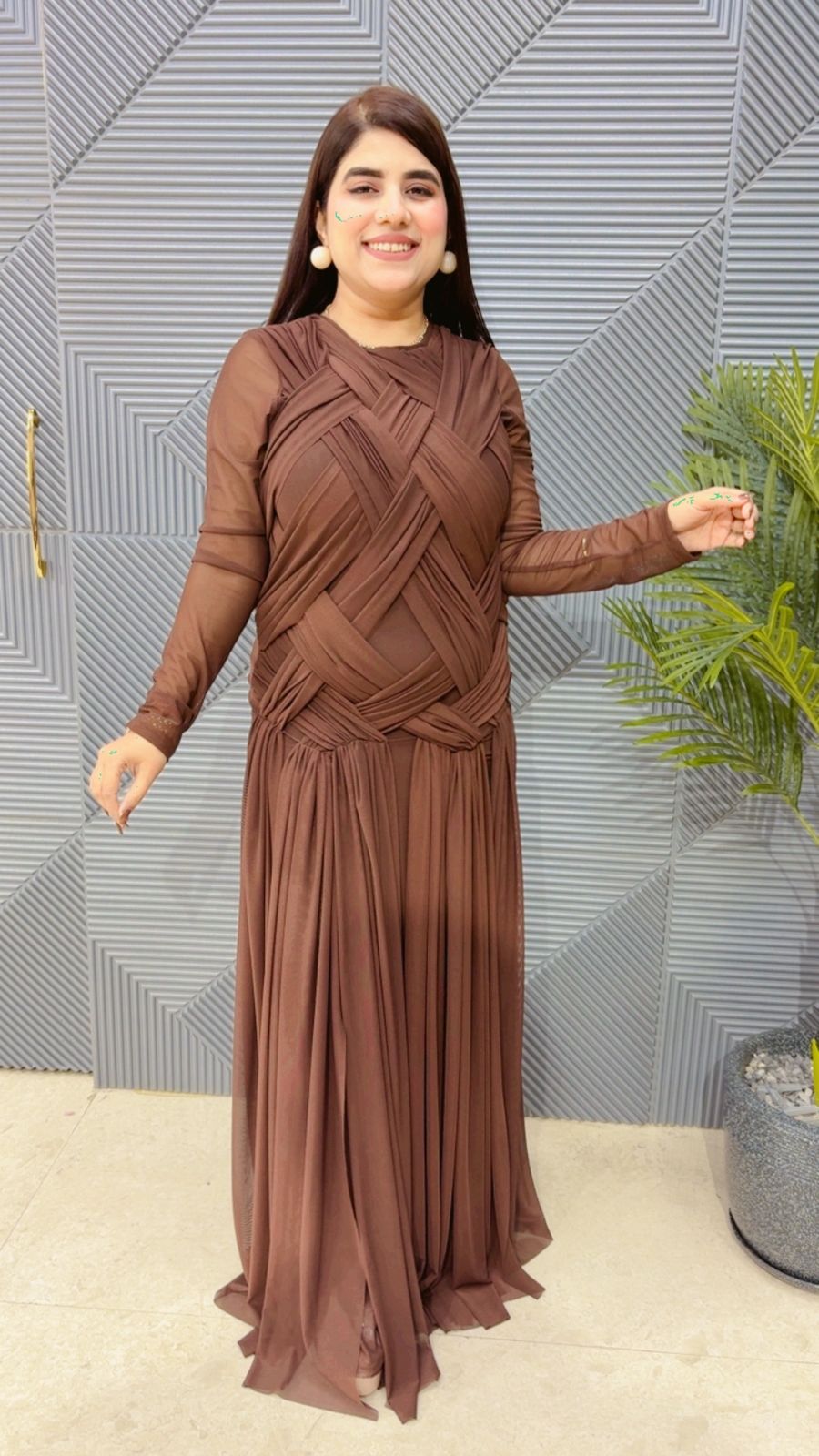 BEAUTIFUL POWER NET DRESS GGR4050