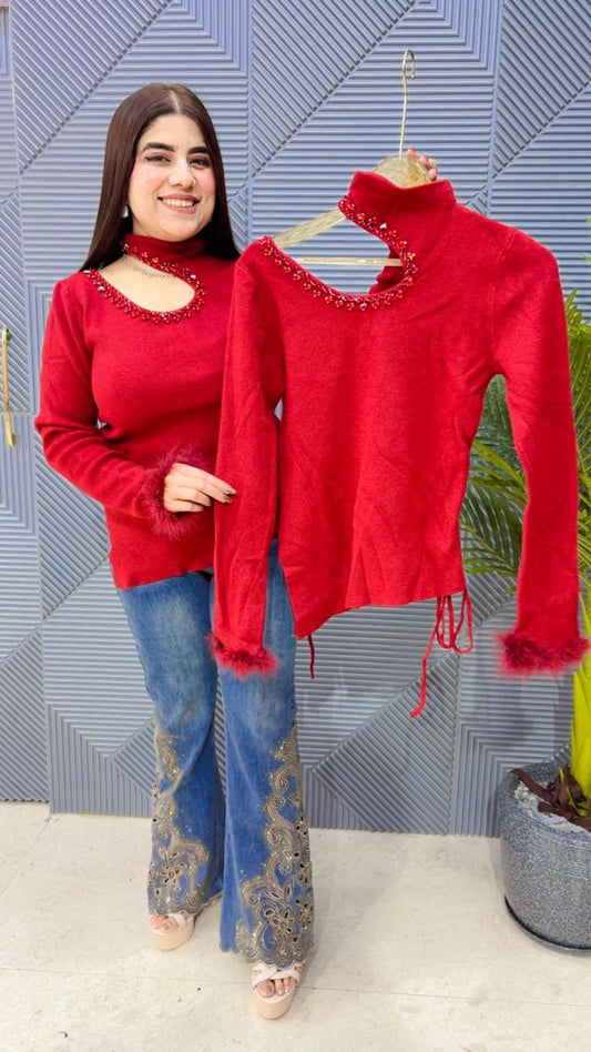 BEAUTIFUL STUDDED WORK TOP GGR4063