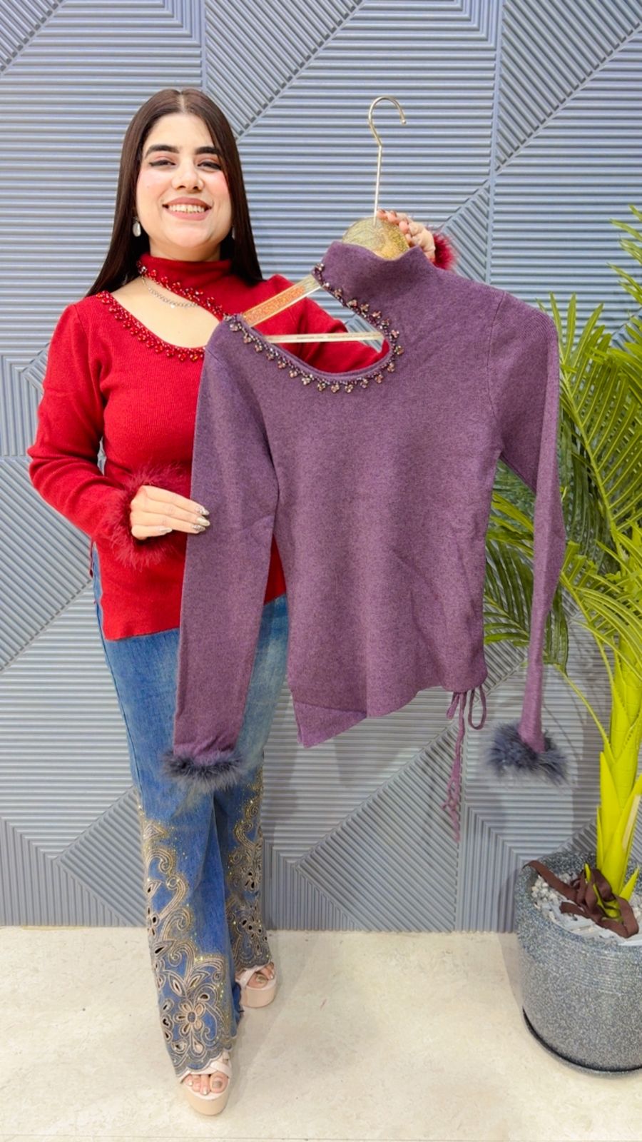 BEAUTIFUL STUDDED WORK TOP GGR4063