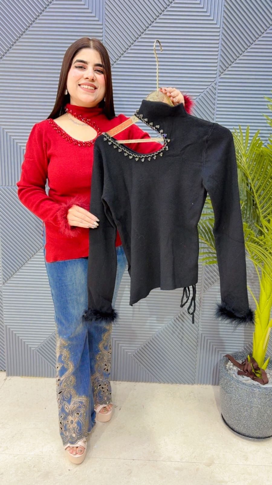 BEAUTIFUL STUDDED WORK TOP GGR4063