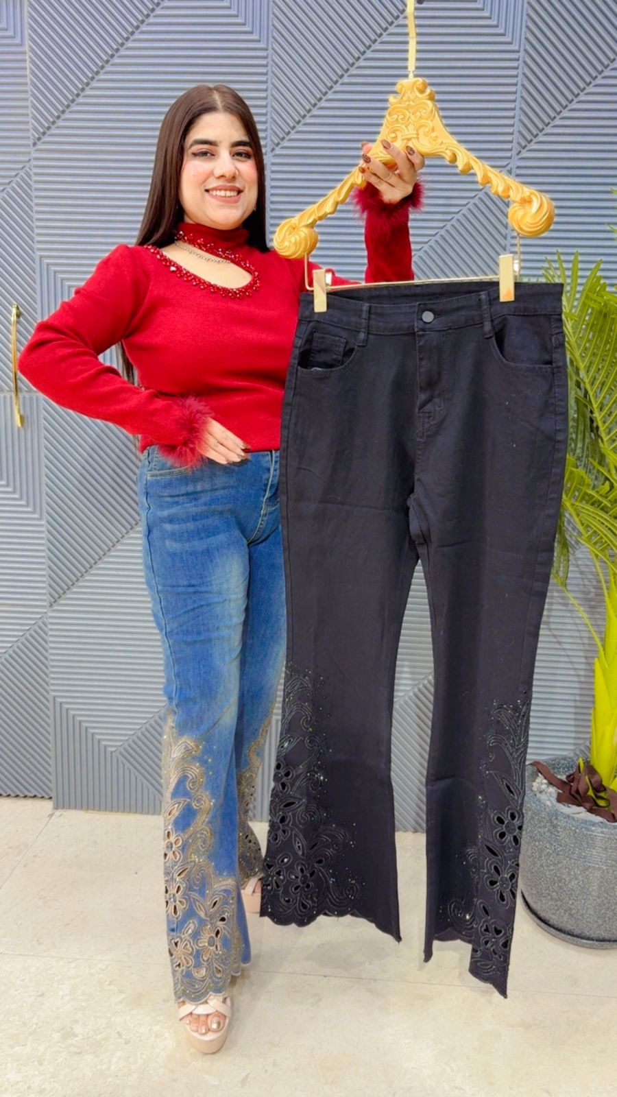 BEAUTIFUL CUT WORK JEANS GGR4064
