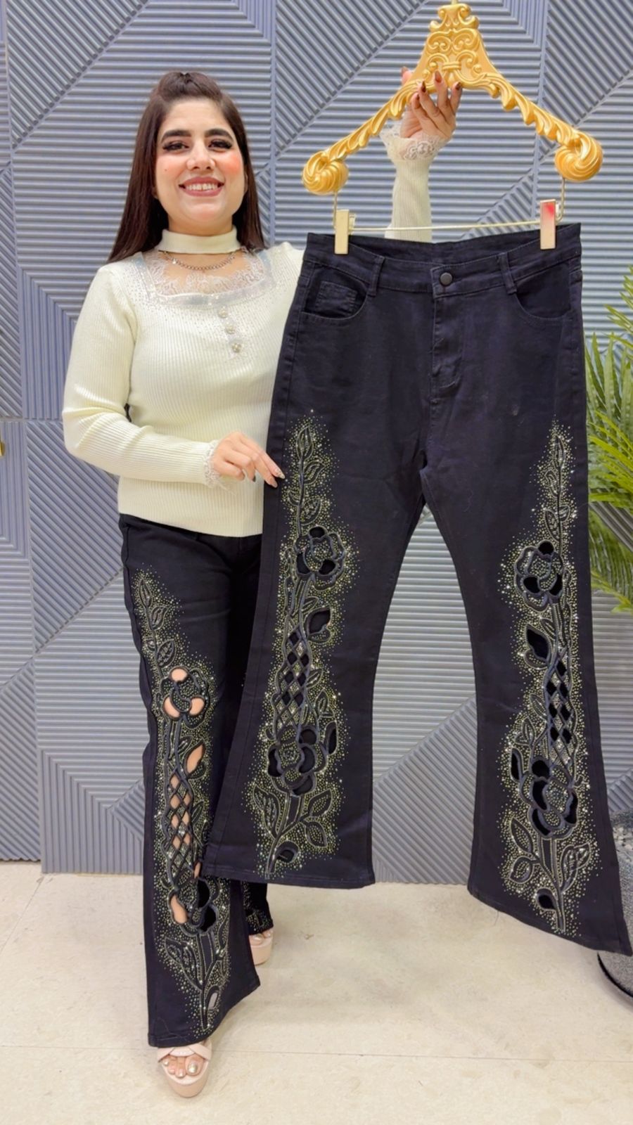 PREMIUM EMBROIDERY JEANS GGR4091 Girls Glitters
