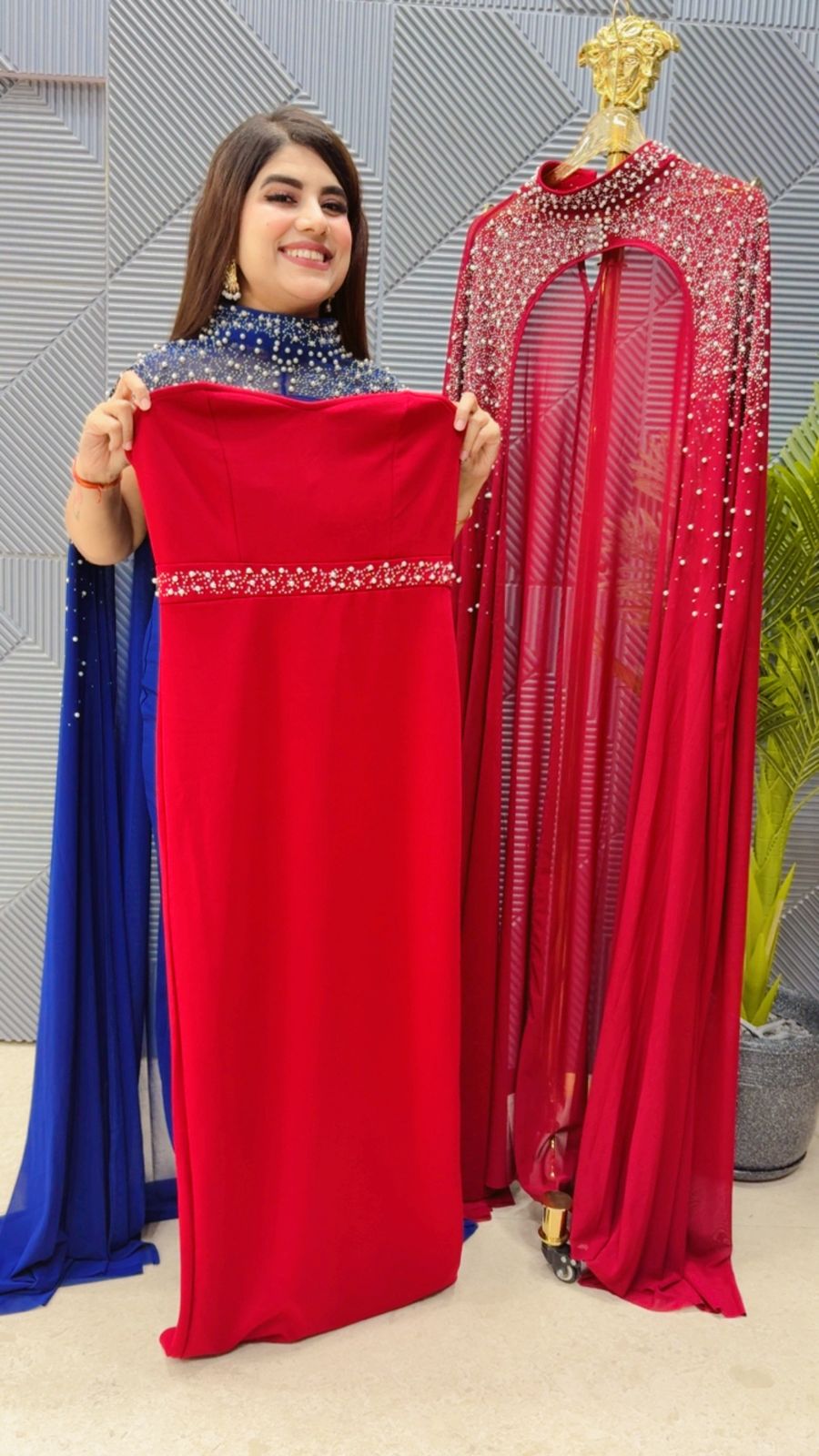 BEAUTIFUL PARTYWEAR CAPE DRESS  GGR4096