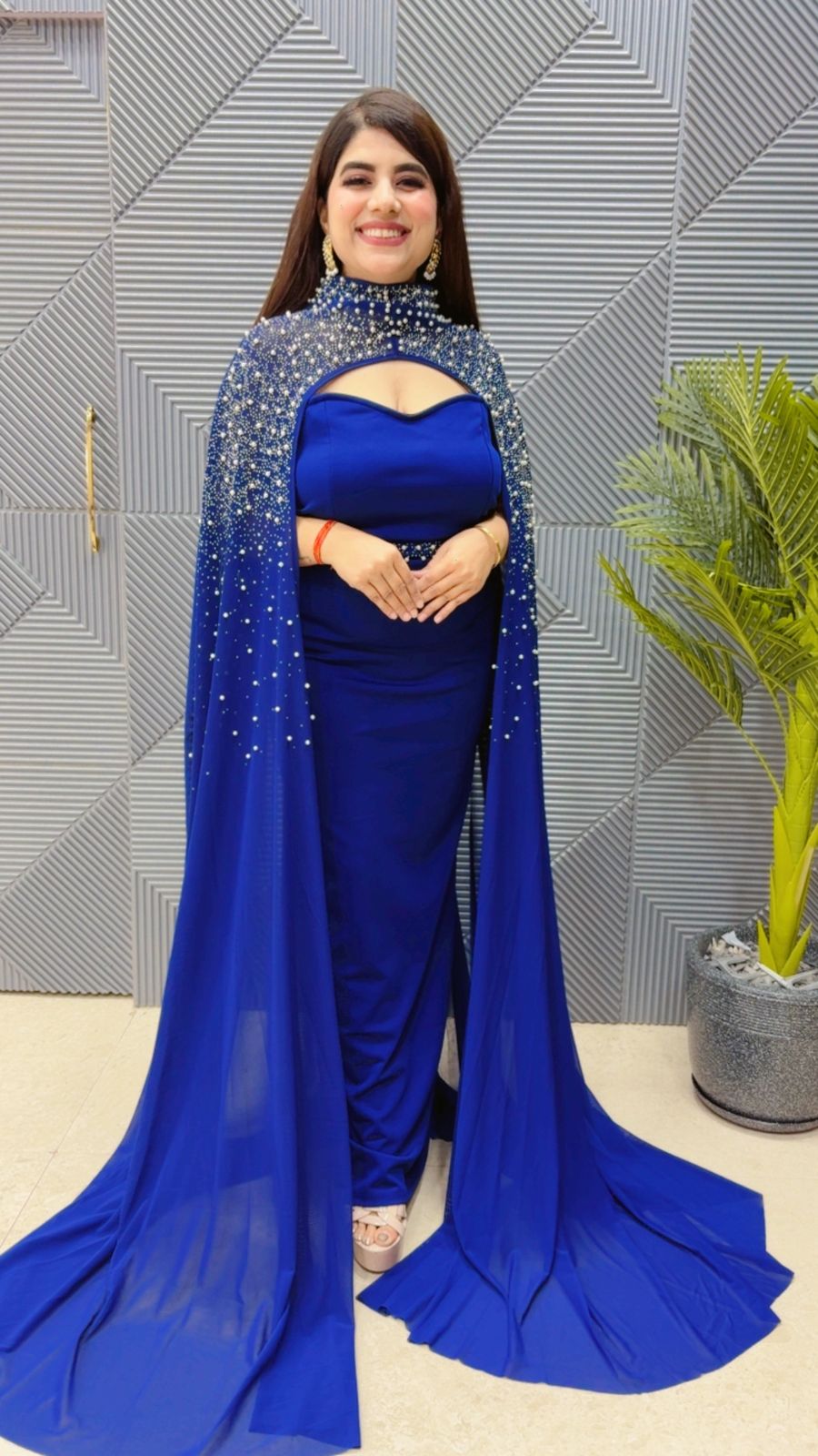 BEAUTIFUL PARTYWEAR CAPE DRESS  GGR4096