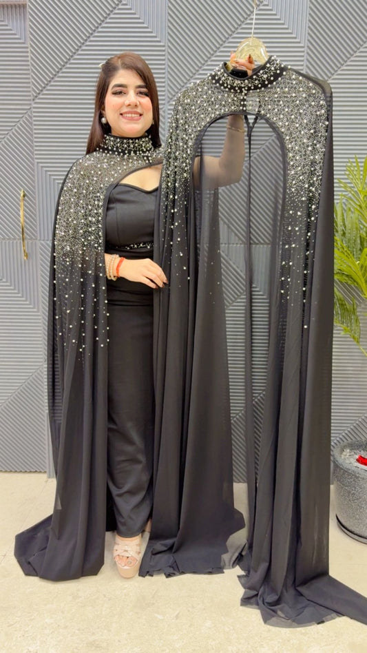 BEAUTIFUL PARTYWEAR CAPE DRESS  GGR4096