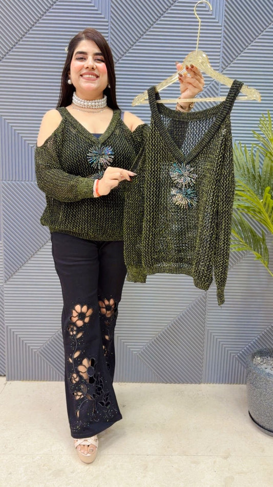 BEAUTIFUL 3D WORK NET QUERSIA TOP GGR4122 Girls Glitters