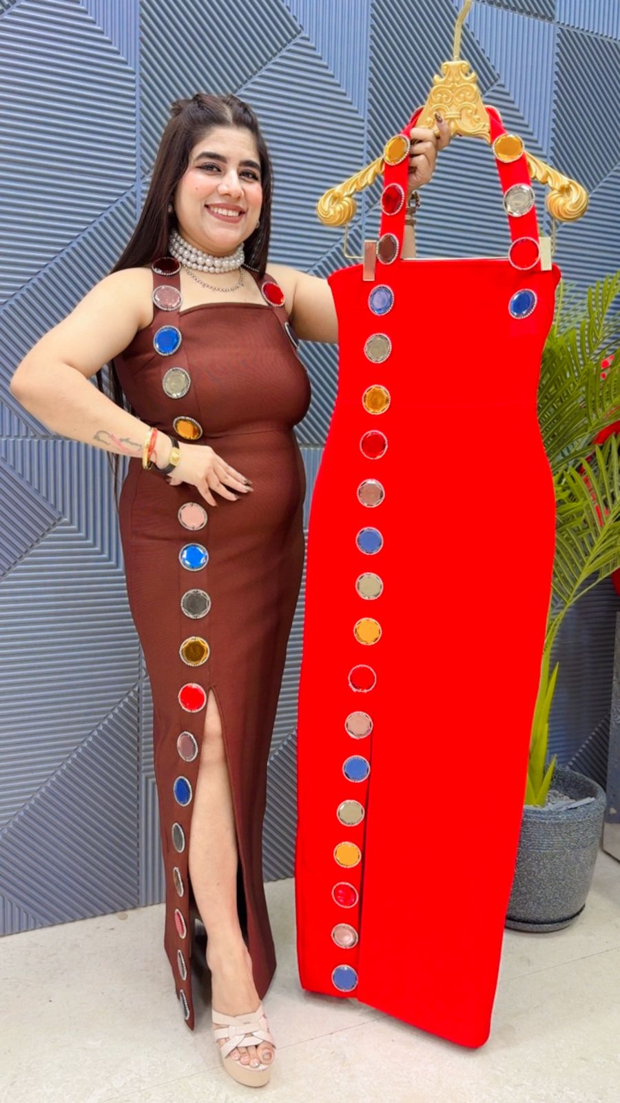 BEAUTIFUL MIRROR WORK DRESS GGR4132