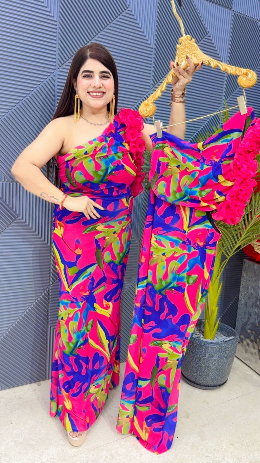 BEAUTIFUL POWER NET ONE SHOULDER DRESS GGR4142 Girls Glitters