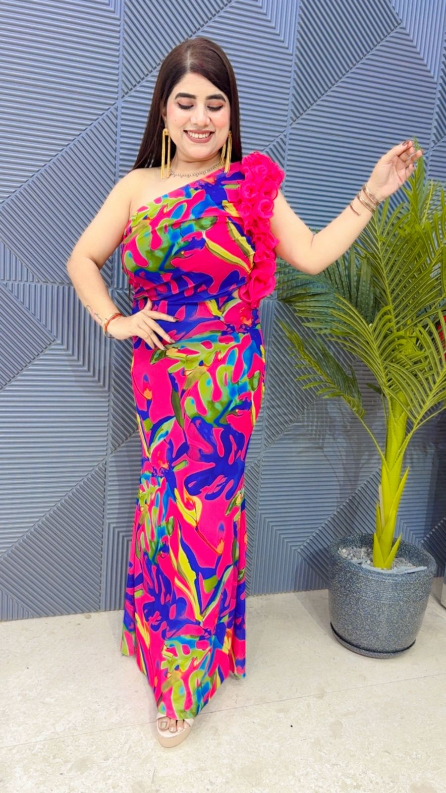 BEAUTIFUL POWER NET ONE SHOULDER DRESS GGR4142 Girls Glitters