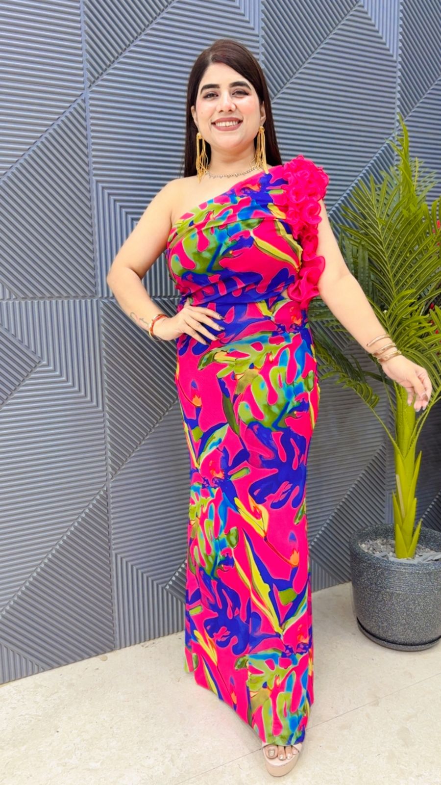 BEAUTIFUL POWER NET ONE SHOULDER DRESS GGR4142 Girls Glitters