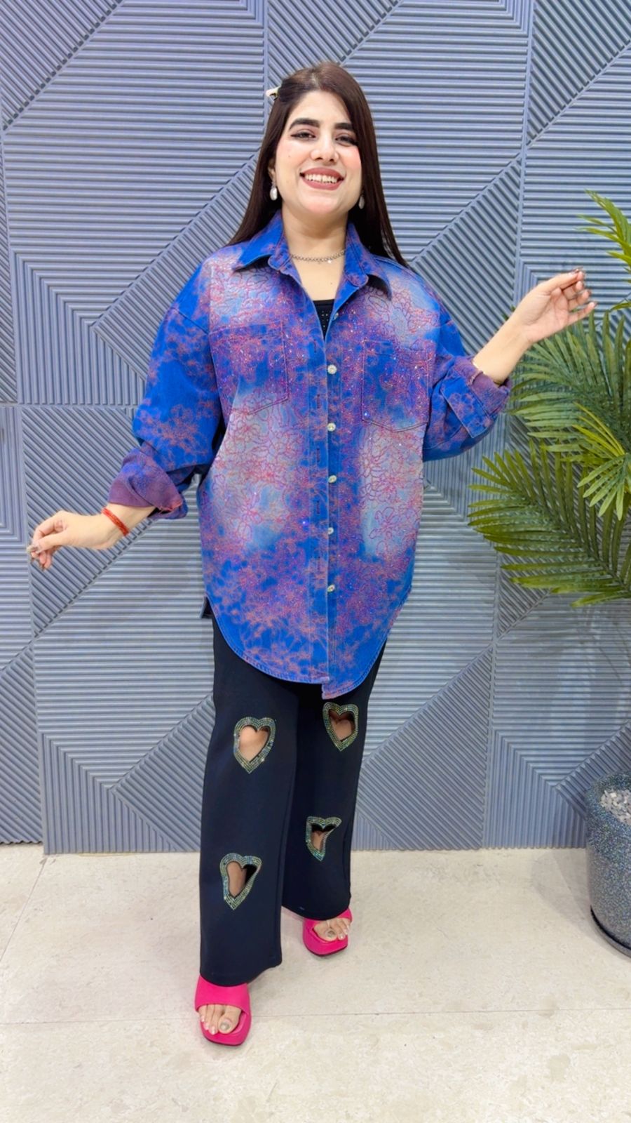 BEAUTIFUL DENIM SHIRT SWAROVSKI WORK GGR4162 Girls Glitters