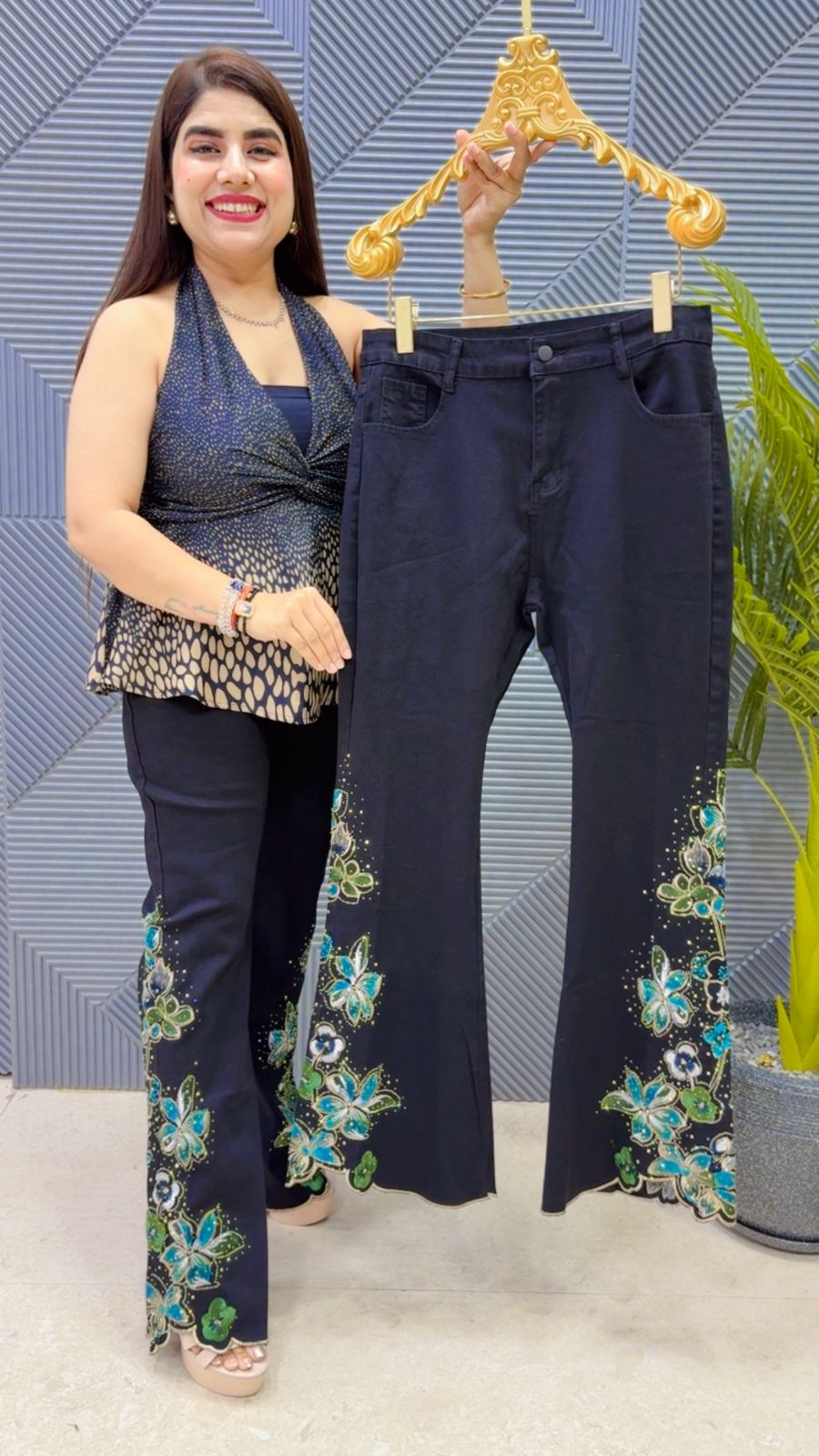 BEAUTIFUL EMBROIDERY JEANS GGR4177 Girls Glitters