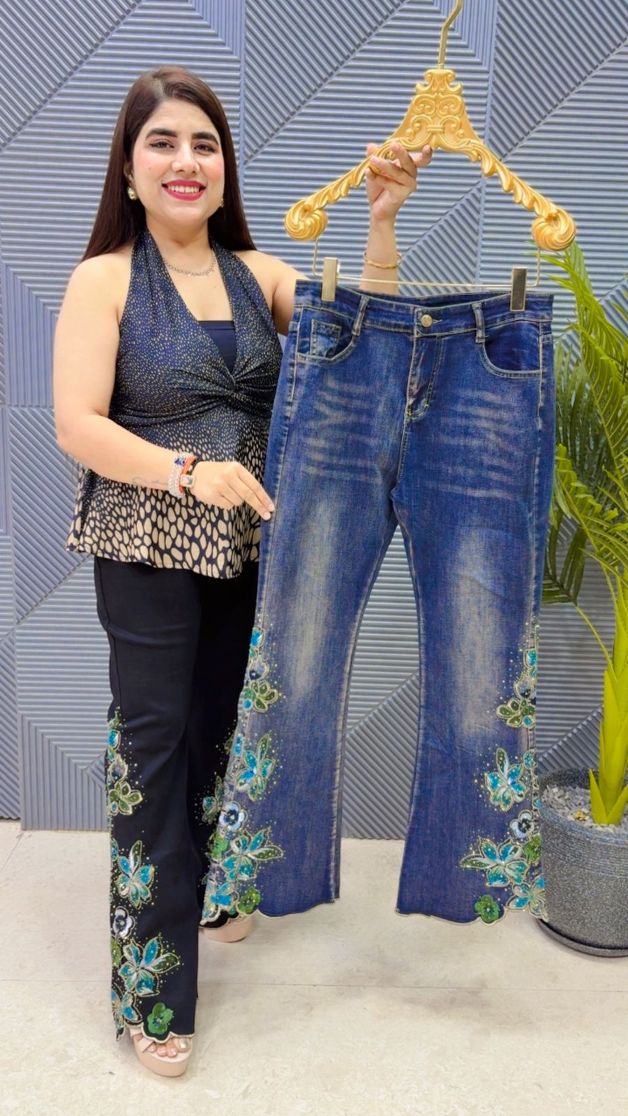 BEAUTIFUL EMBROIDERY JEANS GGR4177 Girls Glitters
