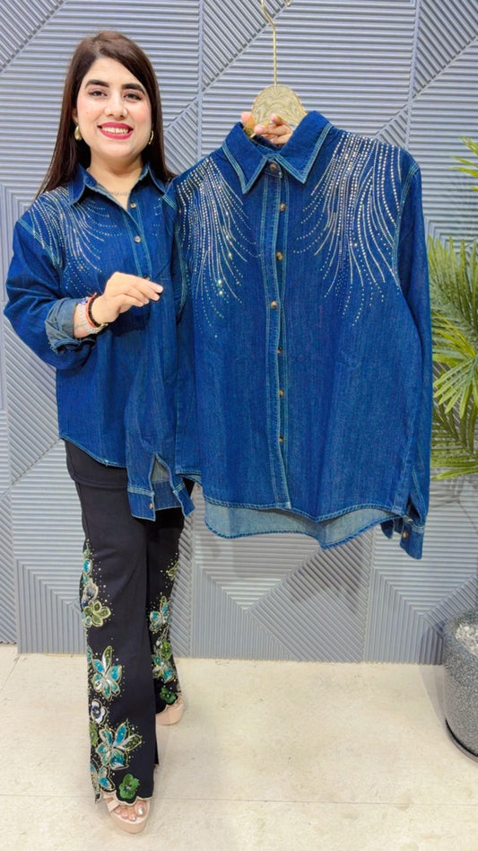 BEAUTIFUL SUMMER DENIM SHIRT GGR4182 Girls Glitters