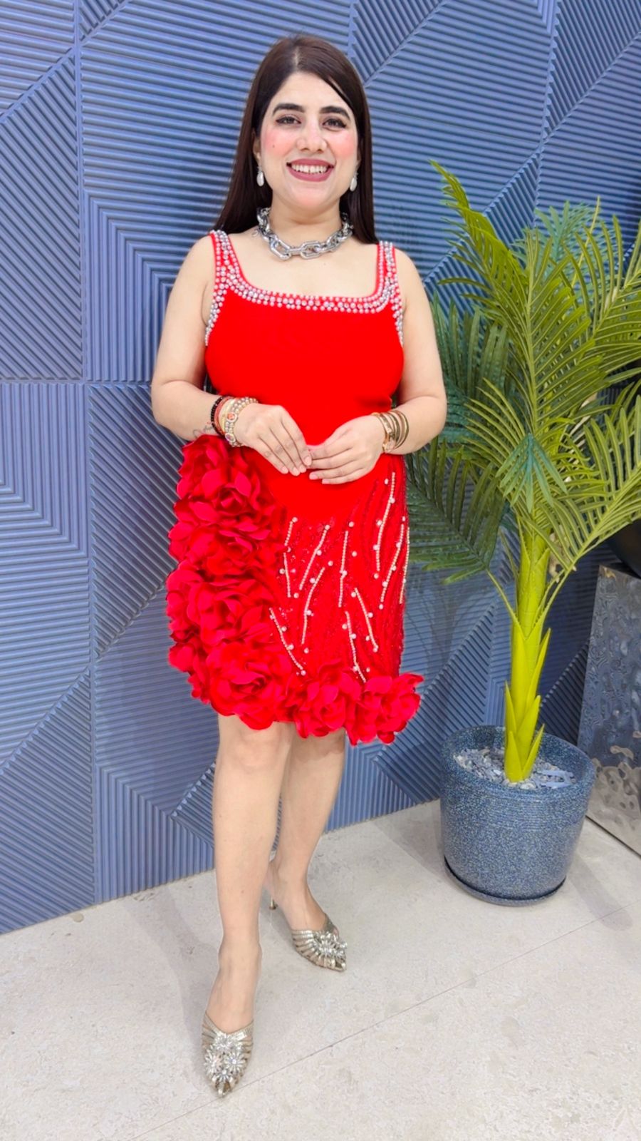BEAUTIFUL ROSE DRESS WITH STUDDED WORK GGR4197 Girls Glitters