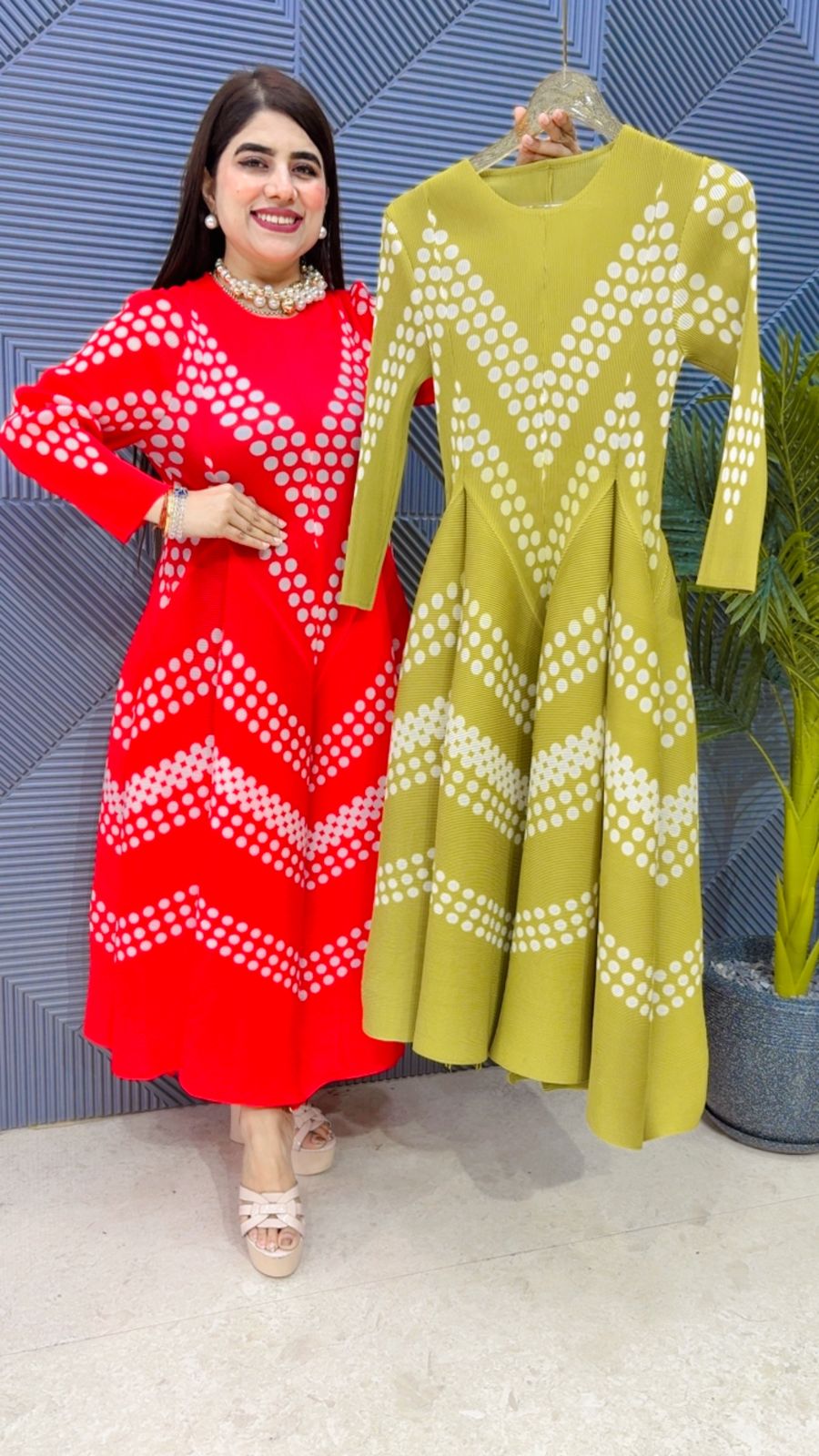 BEAUTIFUL POLKA WRINKLE DRESS GGR4210 Girls Glitters