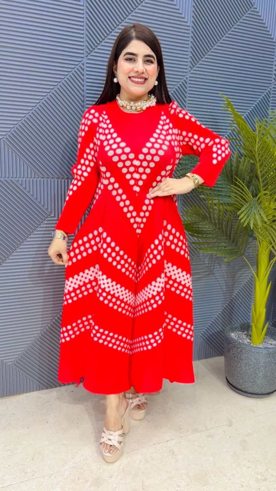 BEAUTIFUL POLKA WRINKLE DRESS GGR4210 Girls Glitters