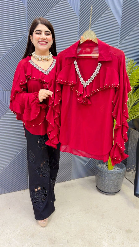 BEAUTIFUL STUDDED WORK TOP GGR4213 Girls Glitters