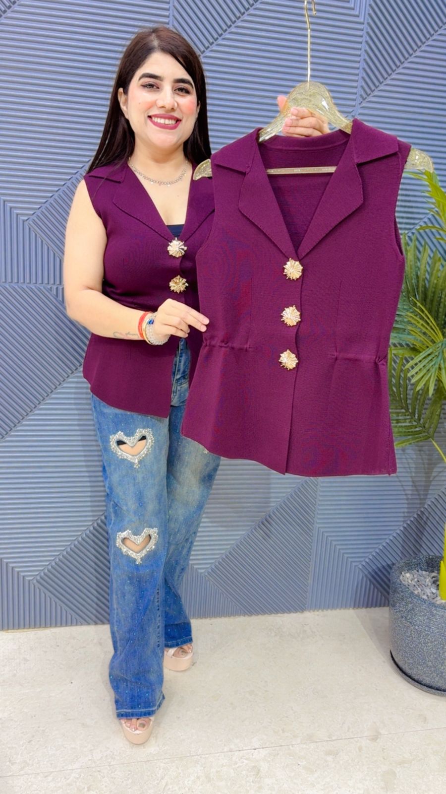 BEAUTIFUL BLAZER CUT SLEEVE TOP GGR4217 Girls Glitters