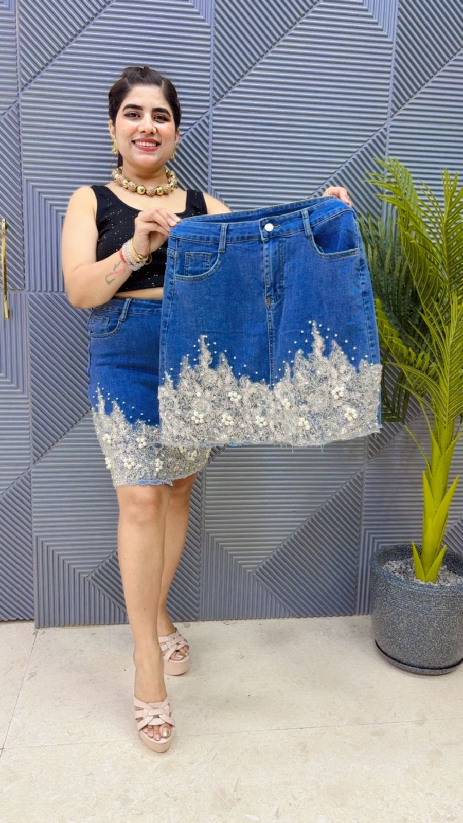 BEAUTIFUL DENIM SKIRT GGR4274 Girls Glitters