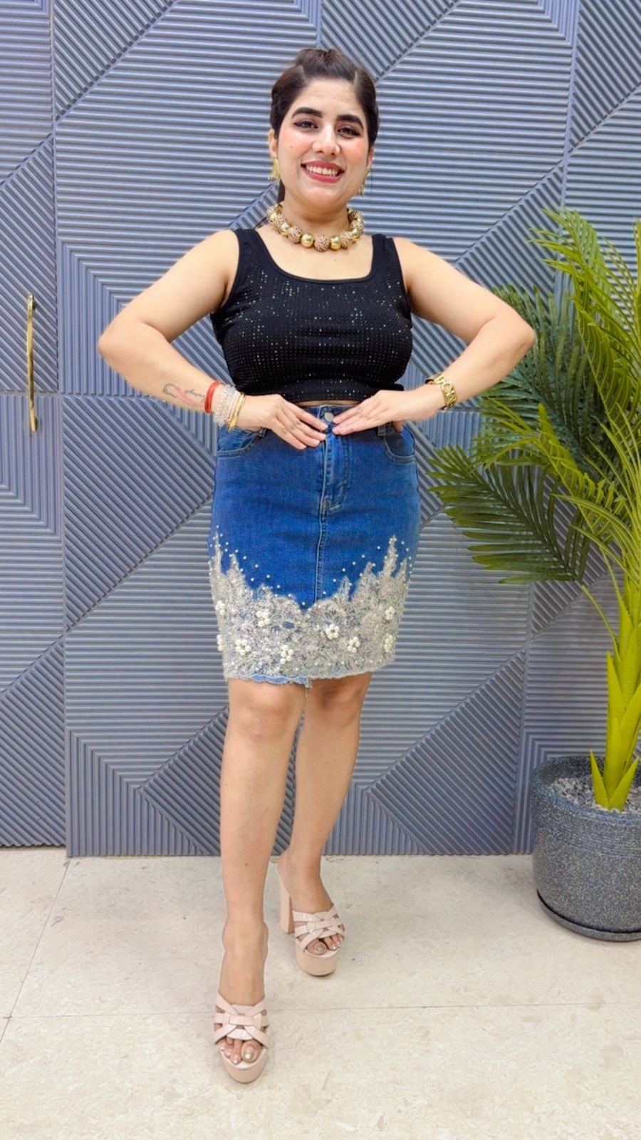 BEAUTIFUL DENIM SKIRT GGR4274 Girls Glitters