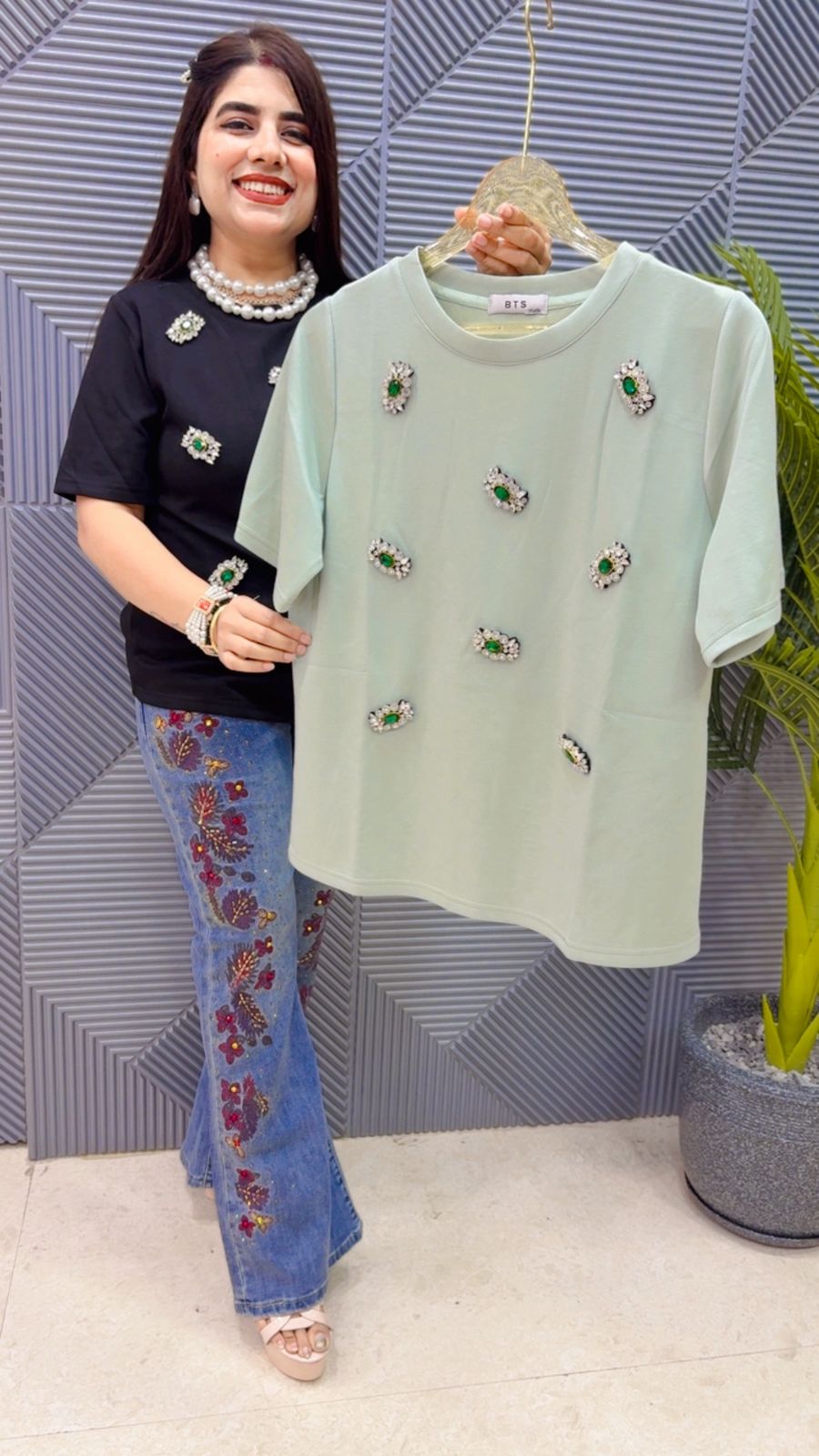 BEAUTIFUL STUDDED WORK  TOP GGR4285 Girls Glitters