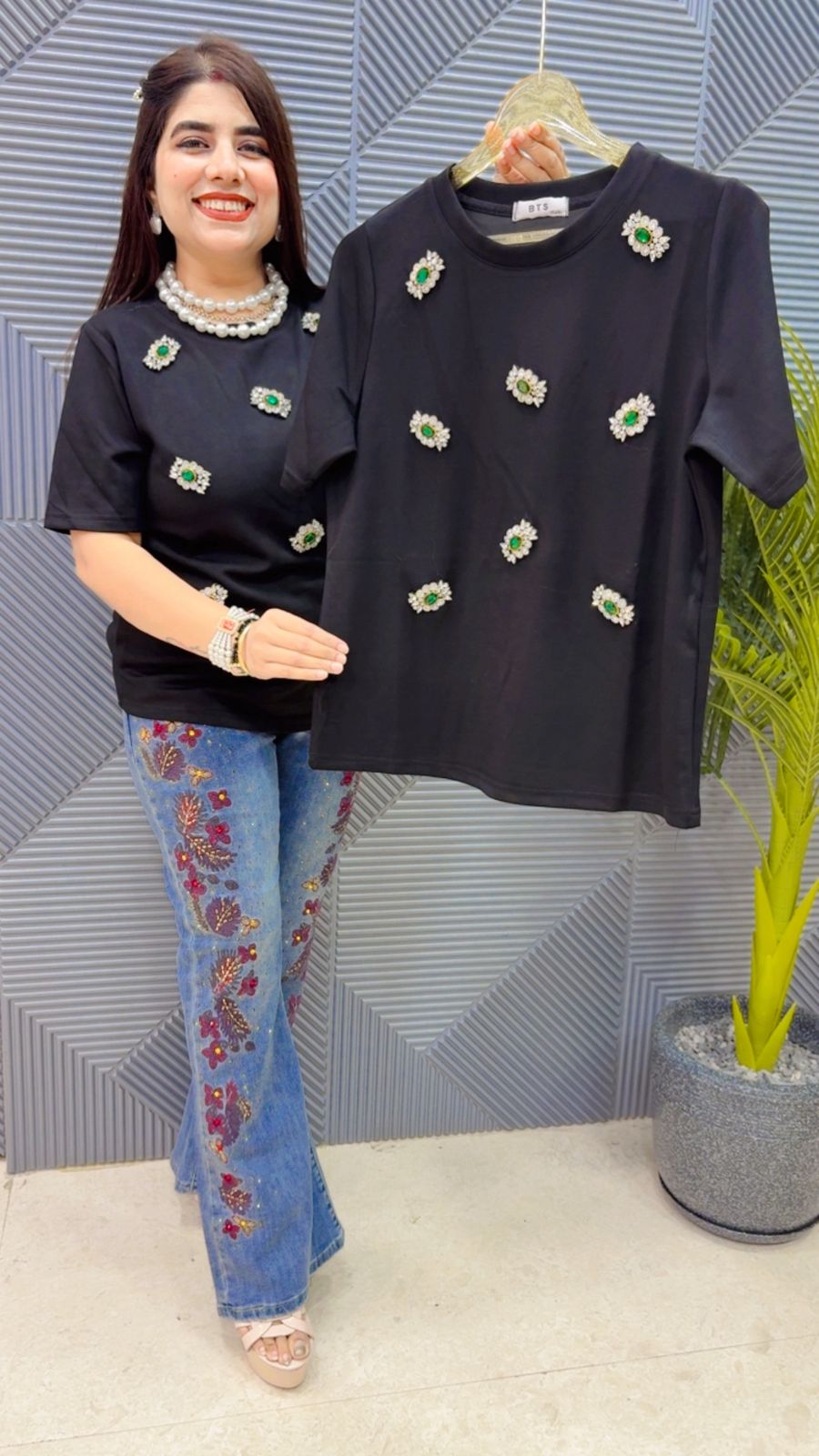 BEAUTIFUL STUDDED WORK  TOP GGR4285 Girls Glitters