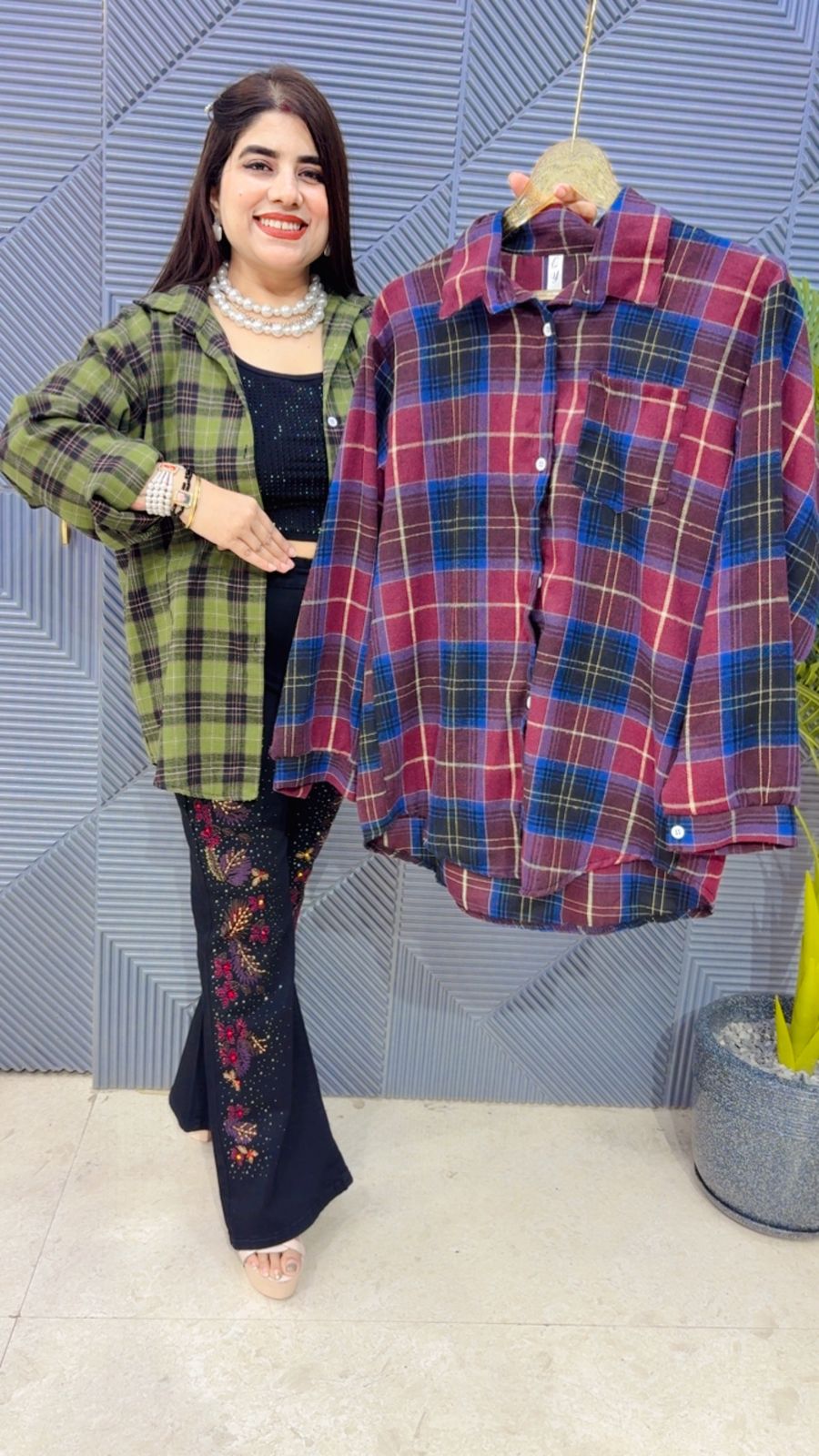 BEAUTIFUL CHECK SHIRT GGR4282 Girls Glitters