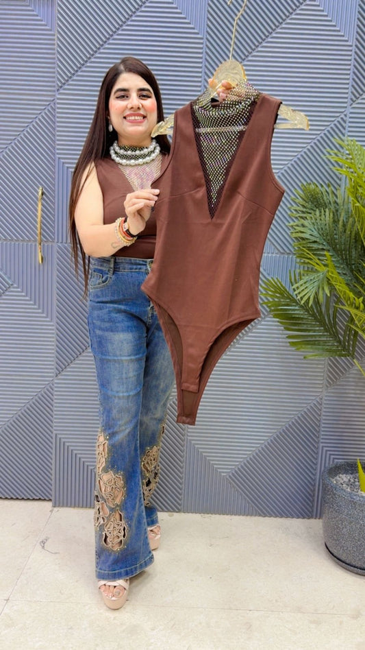 BEAUTIFUL RHYAMSTONE BODYSUIT TOP GGR4299 Girls Glitters