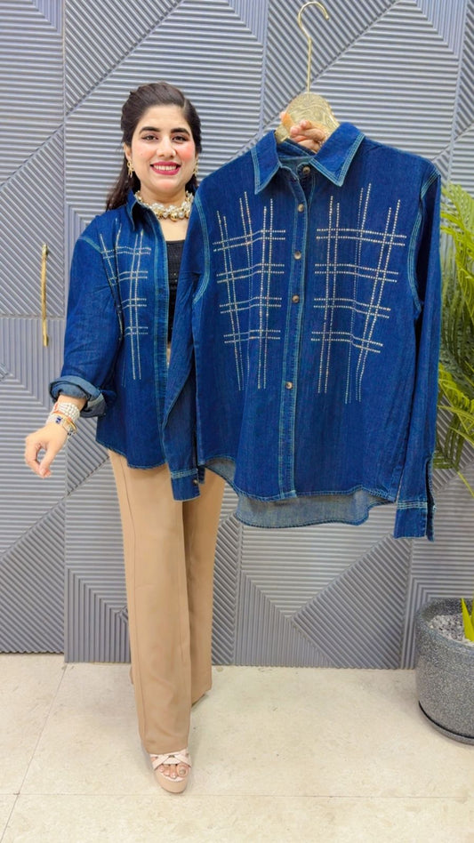 BEAUTIFUL DENIM COTTOM SHIRT GGR4313 Girls Glitters
