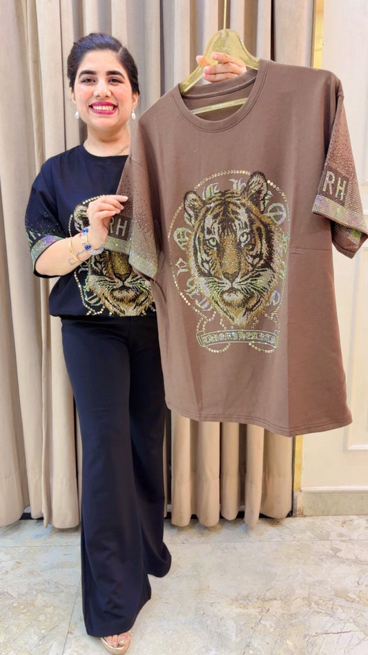 BEAUTIFUL TIGER PRINT T-SHIRT GGR4314 Girls Glitters